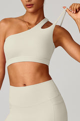 Women Asymmetric Strap Back-Cutout Yoga Sports Bra