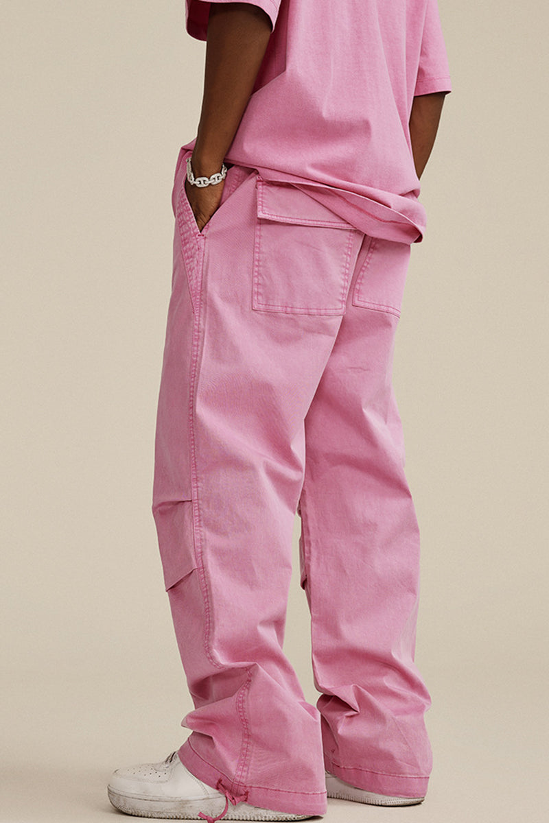 Men's Washed Cotton Pants - Relaxed Fit Casual Trousers