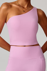 Women Asymmetric Strap Waist-Cinching Yoga Vest