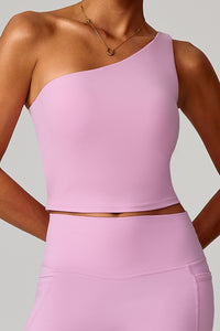 Women Asymmetric Strap Waist-Cinching Yoga Vest