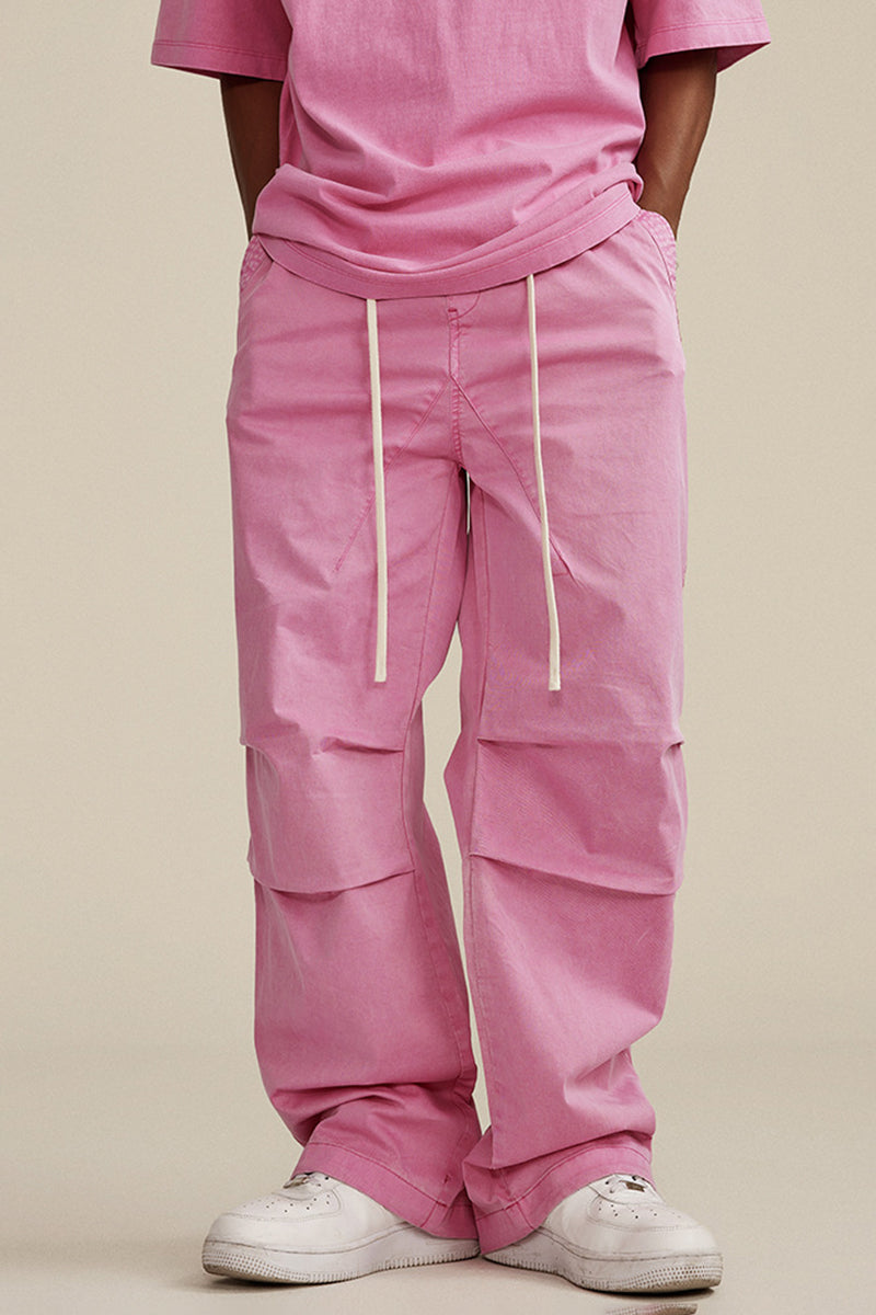Men's Washed Cotton Pants - Relaxed Fit Casual Trousers