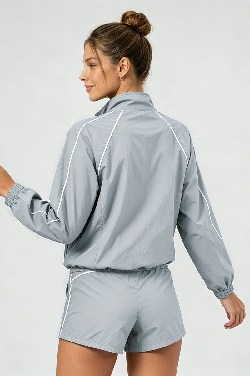 Women's Outdoor Color-Matched Casual Jacket And Shorts Sets