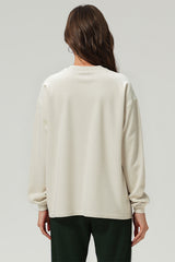 Unisex Heavyweight Oversize Long Sleeve Tee: Retro Textured Fabric Round Neck Design