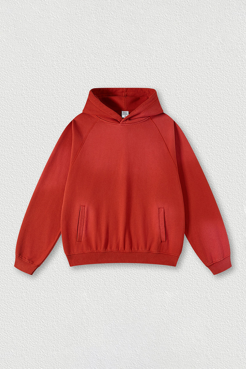 Washed raglan sleeve hooded sweatshirt