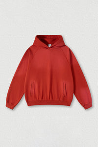 Washed raglan sleeve hooded sweatshirt