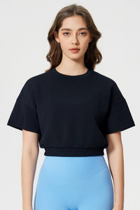 Air layer short sleeve cropped navel-baring sports top