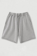 Distressed Washed Casual Shorts - Loose Rolled Hem Cargo Shorts