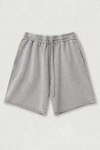 Distressed Washed Casual Shorts - Loose Rolled Hem Cargo Shorts
