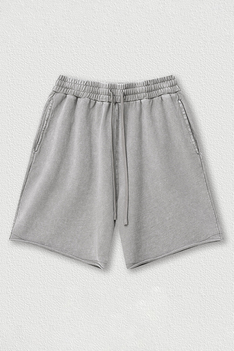 Distressed Washed Casual Shorts - Loose Rolled Hem Cargo Shorts