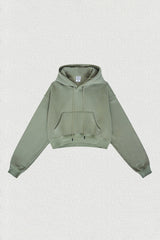 Women's velvet thickened cropped hooded sweatshirt