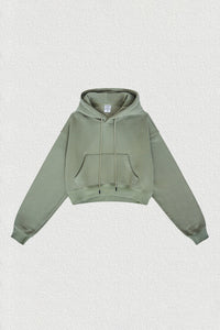 Women's velvet thickened cropped hooded sweatshirt