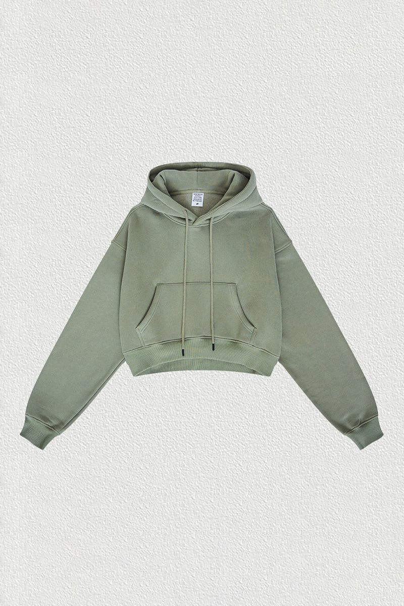 Women's velvet thickened cropped hooded sweatshirt