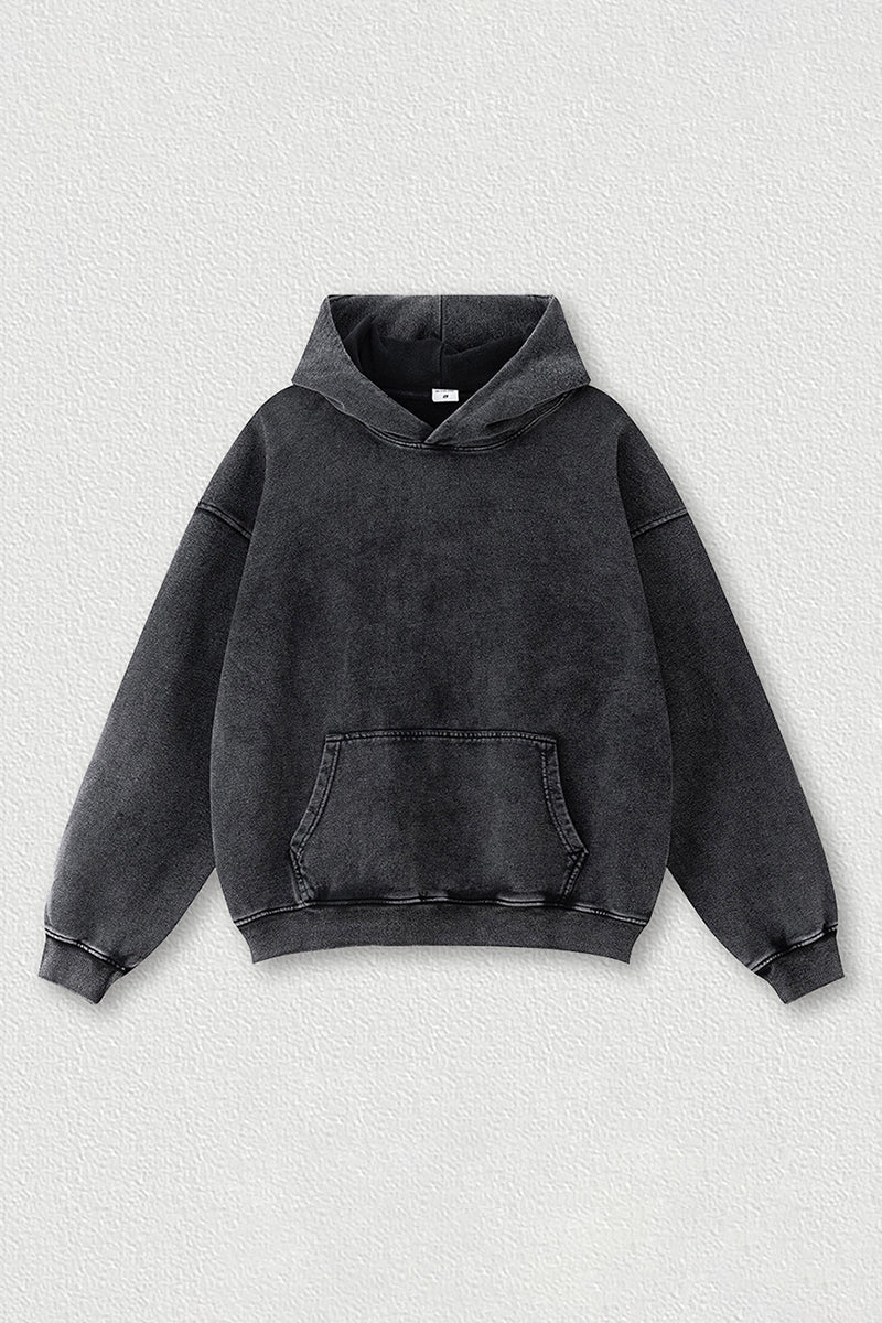 Washed loose hooded knitted plus-size sweatshirt