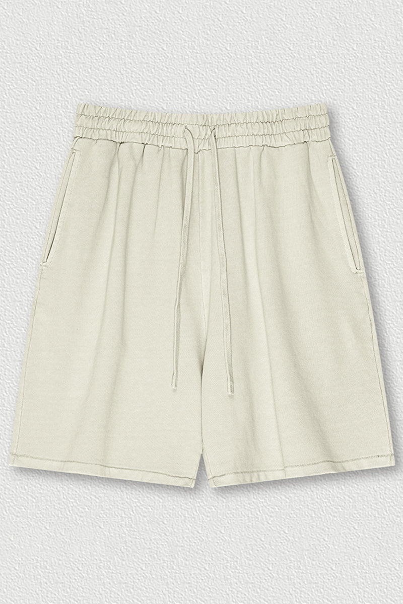 Indigo Washed Cotton Casual Shorts - Men's Loose Fit 5-Inch Sweatpants