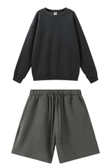 Men's Athletic Set:Round-neck Pullover And Shorts