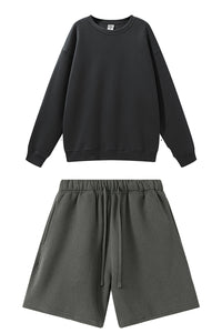Men's Athletic Set:Round-neck Pullover And Shorts