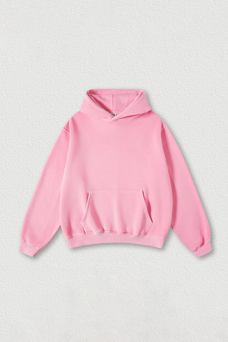 Heavyweight fleece hooded washed sweatshirt