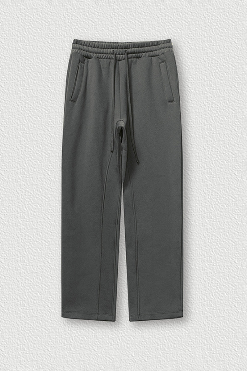 Solid Color Fleece-Lined Sweatpants - Winter Thermal Straight Leg Pants