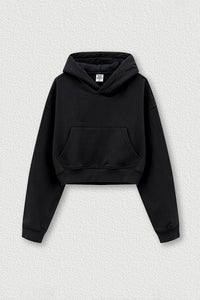 Women's Big Pocket Hooded Sweatshirt Cropped Top