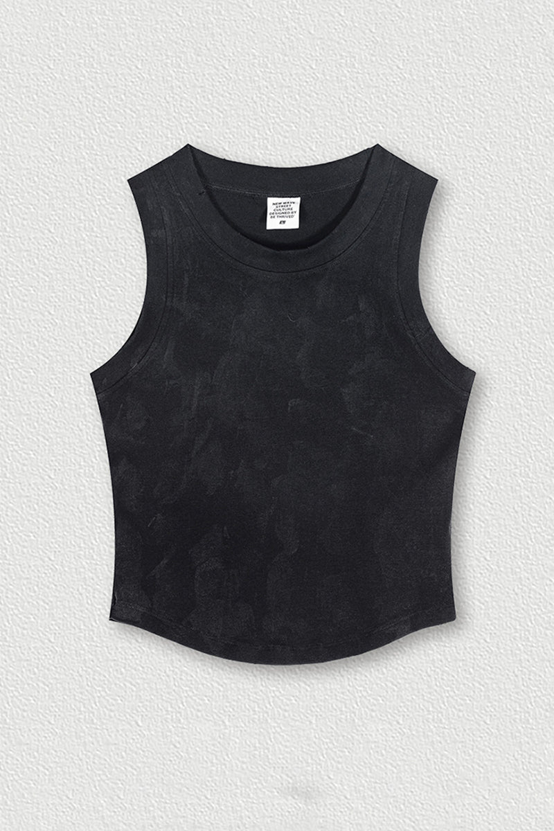 Women's Distressed Washed Tank Top - Streetwear Style