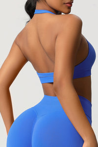 Women Halter Neck Seamless Yoga Sports Bra - Breathable Support Top