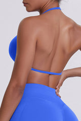 Women Halter Neck Seamless Sports Bra - Breathable Backless Yoga Top