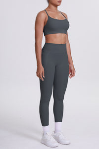 Women High-Waisted Pocket Yoga Set: Seamless Sports Bra + Sculpting Leggings