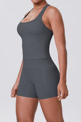 Women Naked-Feel Yoga Set: High-Waisted Sculpting Shorts + Cross-Back Sports Bra