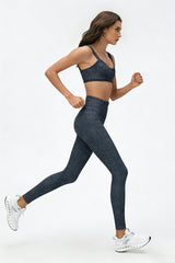 Women's Summer Denim Printed Sets:V-neck Bra And Leggings