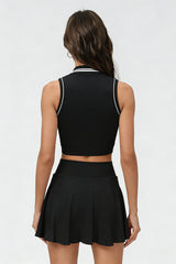 Women's Summer Tennis Set:Polo Tank Top And Skirt