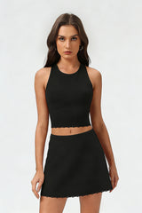 Women's Summer Tennis Set:Cropped Tank Top And Mini Skirt