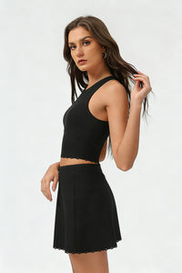 Women's Summer Tennis Set:Cropped Tank Top And Mini Skirt