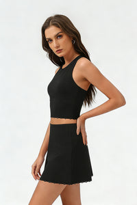 Women's Summer Tennis Set:Cropped Tank Top And Mini Skirt