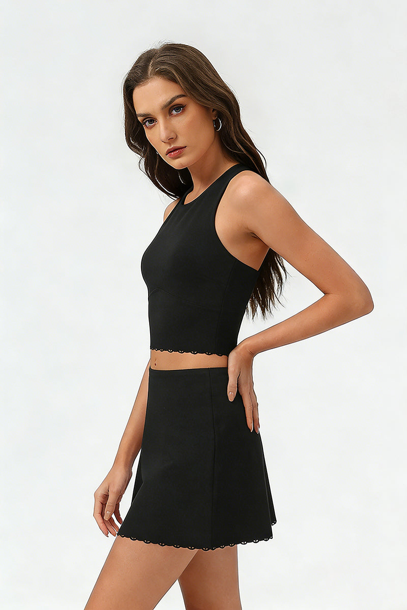 Women's Summer Tennis Set:Cropped Tank Top And Mini Skirt