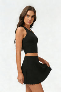 Women's Summer Tennis Set:Cropped Tank Top And Mini Skirt