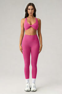 Women's Athletic Sets:Twist-Front Cross Back Bra And Legging