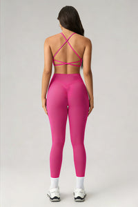 Women's Athletic Sets:Twist-Front Cross Back Bra And Legging
