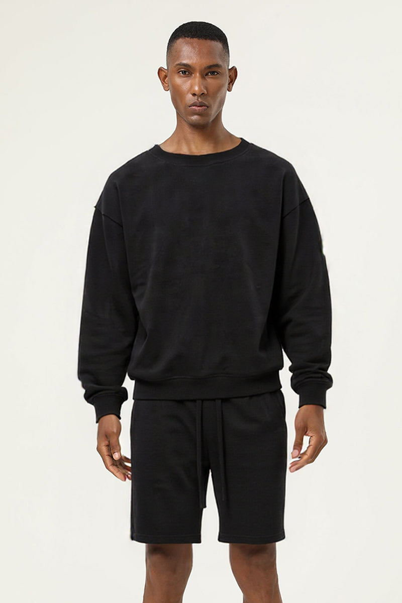 Men's Athletic Set:Round-neck Pullover And Shorts