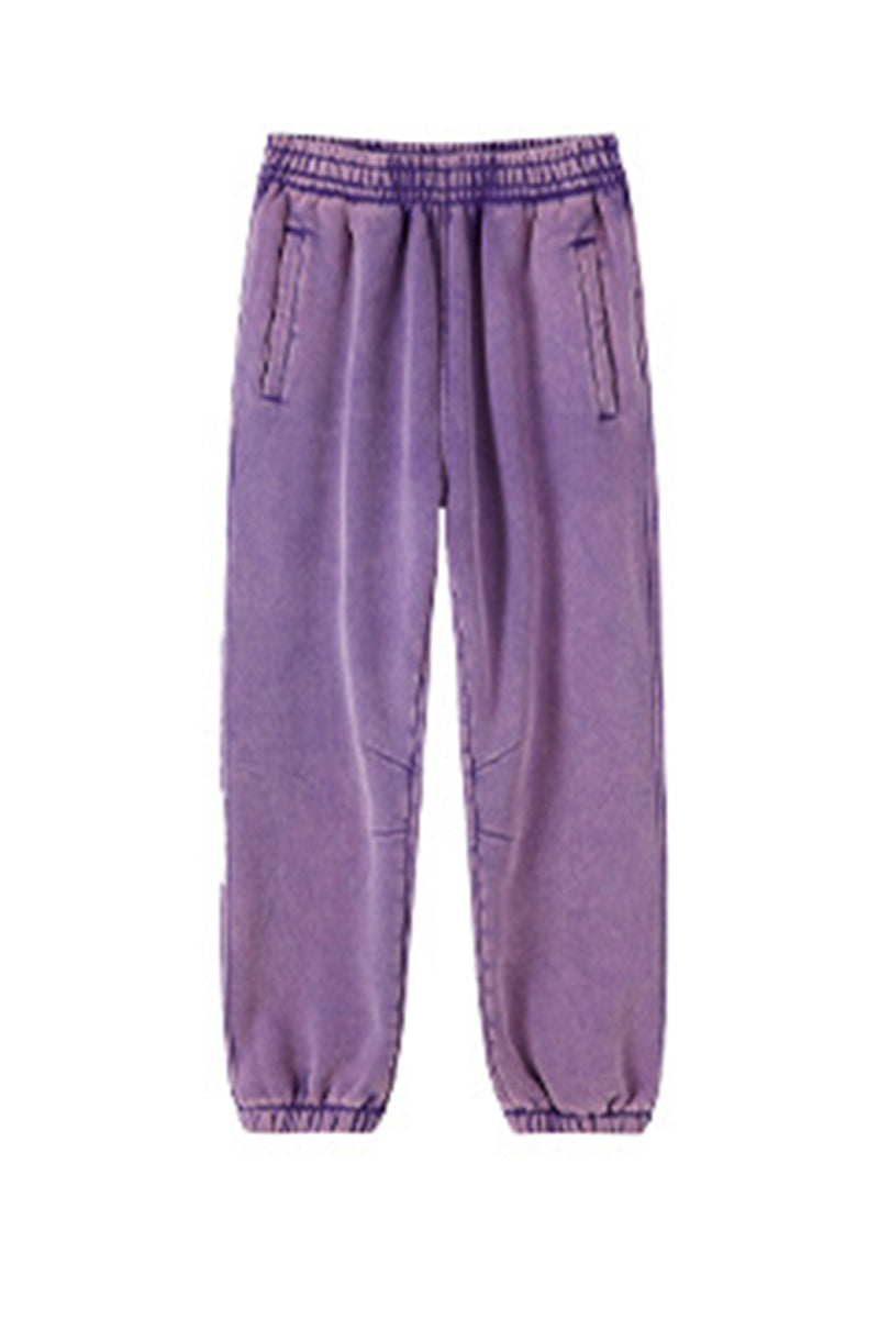 Men/Women Retro Wax-Dye Fleece-Lined Jogger Pants