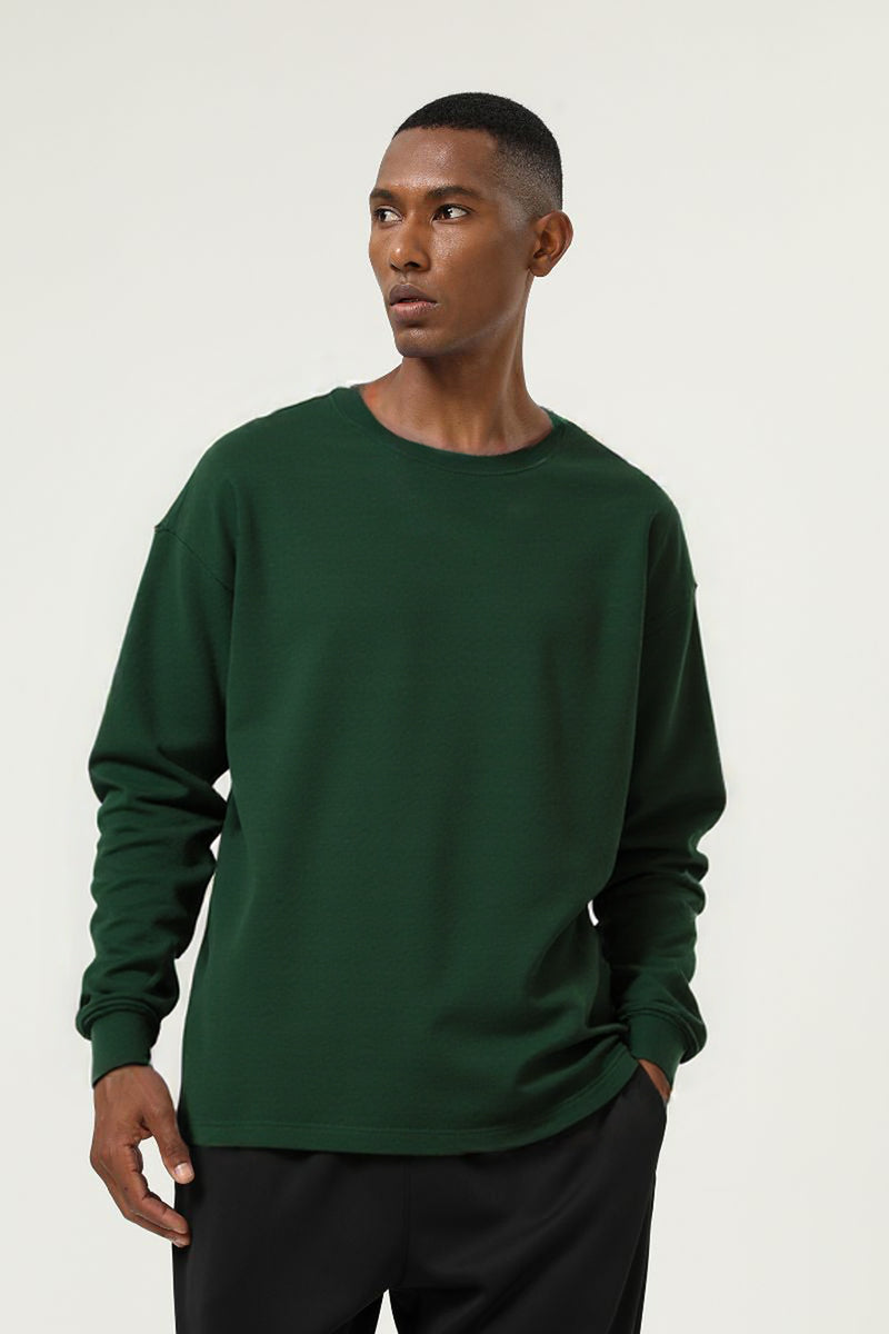 Men's Streetwear Cotton Loose Fitting Solid Pullover