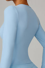 Women Brushed Round Neck Slim Fit Workout Long Sleeve Top
