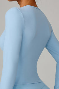 Women Brushed Round Neck Slim Fit Workout Long Sleeve Top