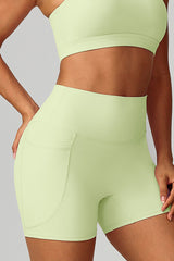 Women High-Waist Quick-Dry Pocket Yoga Shorts
