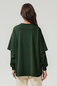 Men/Women Casual Loose Fit Long Sleeve Layered T-Shirt