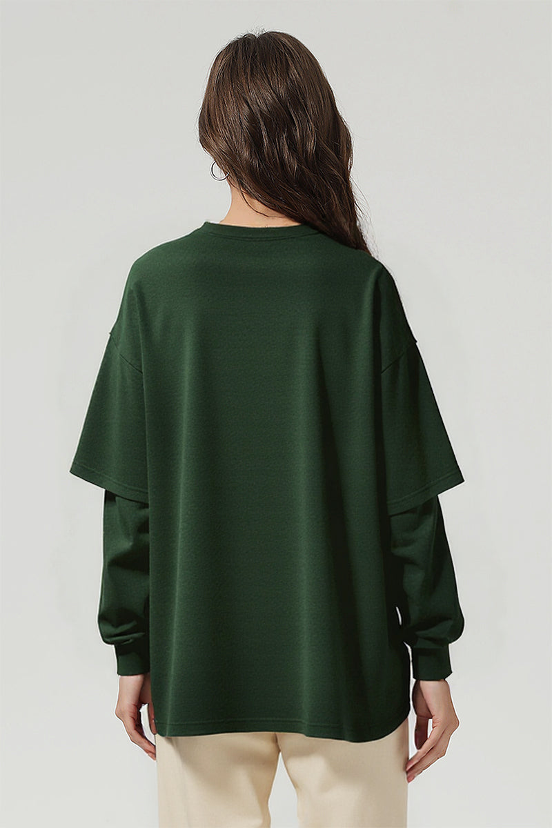 Men/Women Casual Loose Fit Long Sleeve Layered T-Shirt