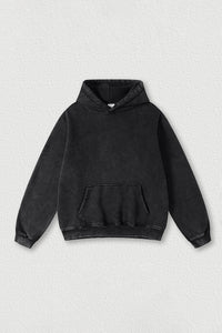 Heavyweight washed velvet hooded sweatshirt