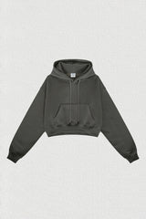 Women's velvet thickened cropped hooded sweatshirt