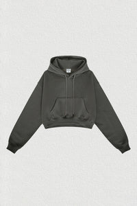 Women's velvet thickened cropped hooded sweatshirt