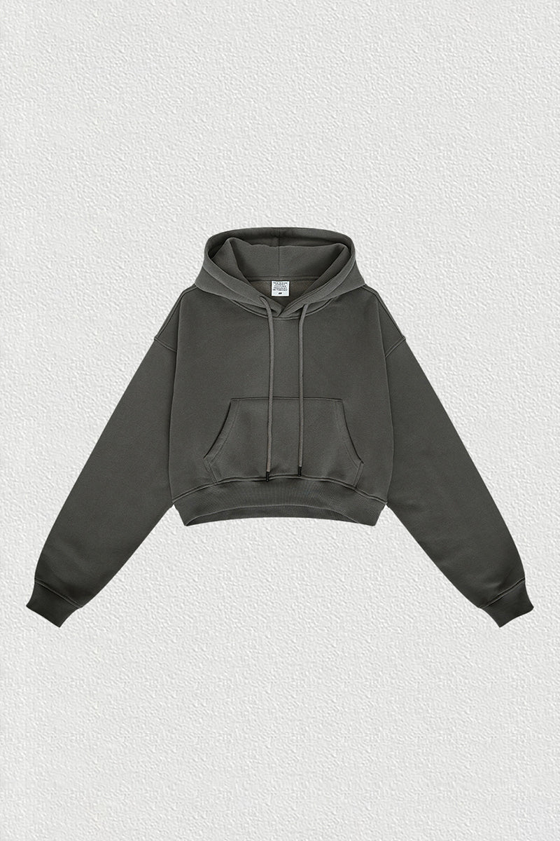 Women's velvet thickened cropped hooded sweatshirt