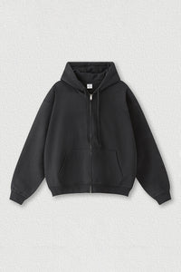 Oversized Terry Fleece Zip Hoodie | Cozy Unisex Lounge Jacket
